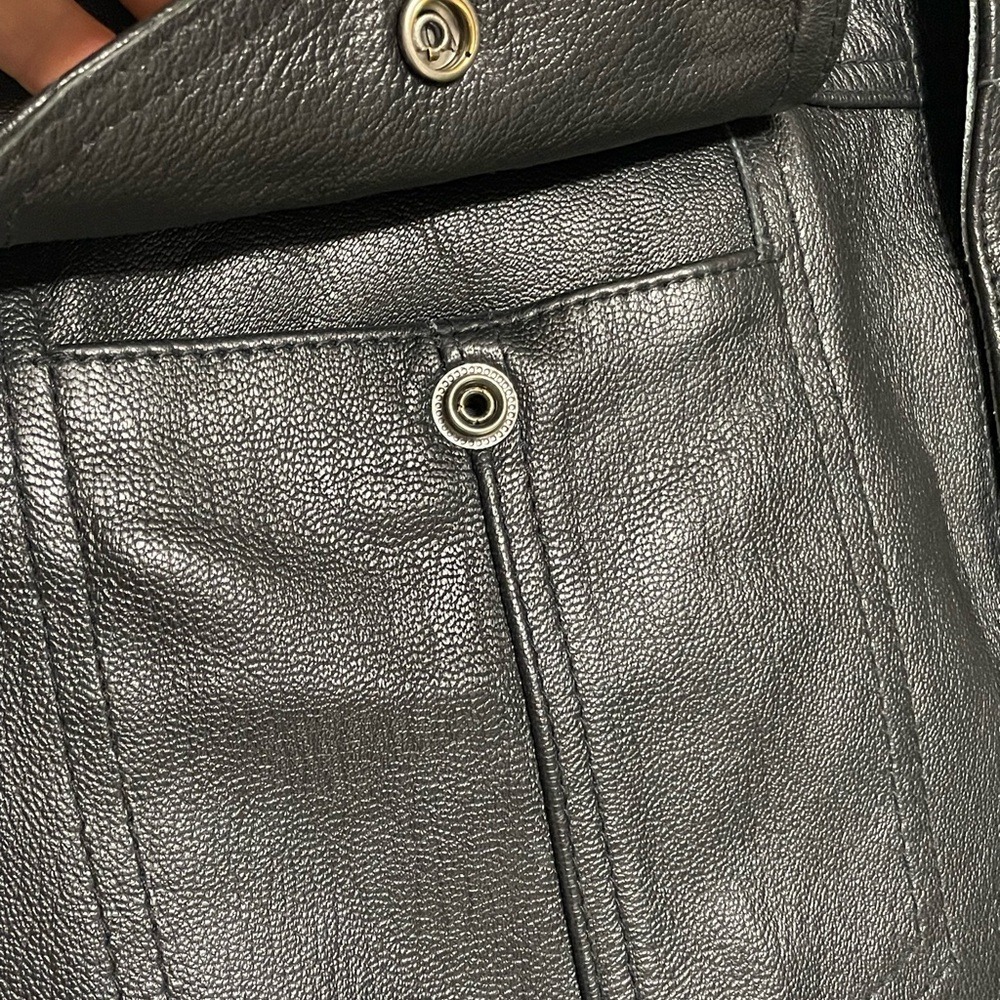 XPO Patch‎ & Leather Embroidered Back the Blue Black Leather Vest Mens 3XL/56 - Picture 7 of 12